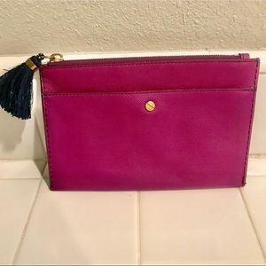 J Crew 100% leather clutch with tassel